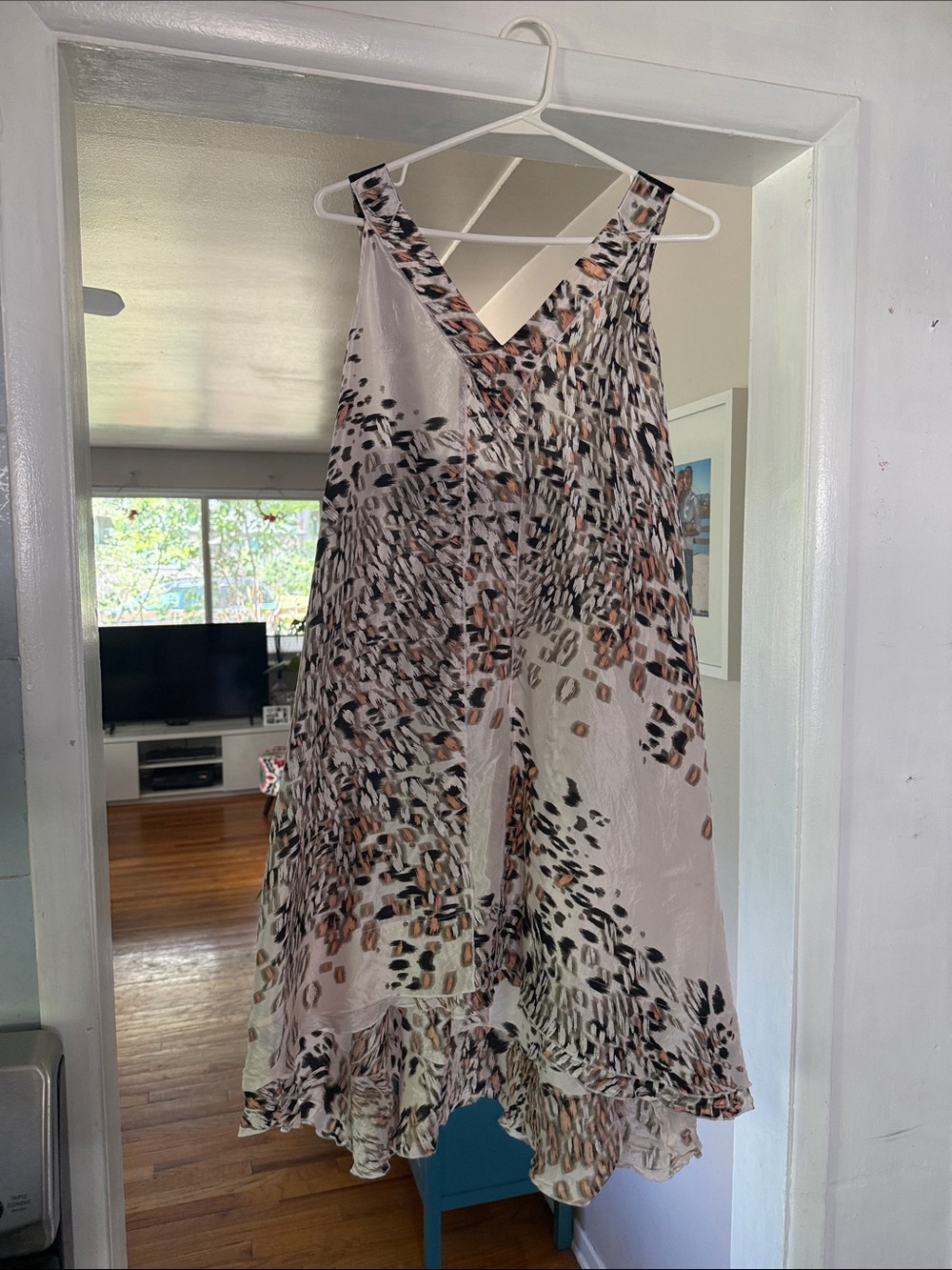 2B.Rych Beige Animal Print V-Neck Swing Dress